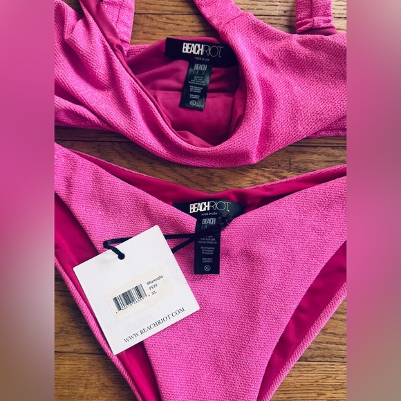 Beach Riot Top and Cheeky High Rise Swim Bottom in Pink Petal Scrunch - Picture 5 of 6